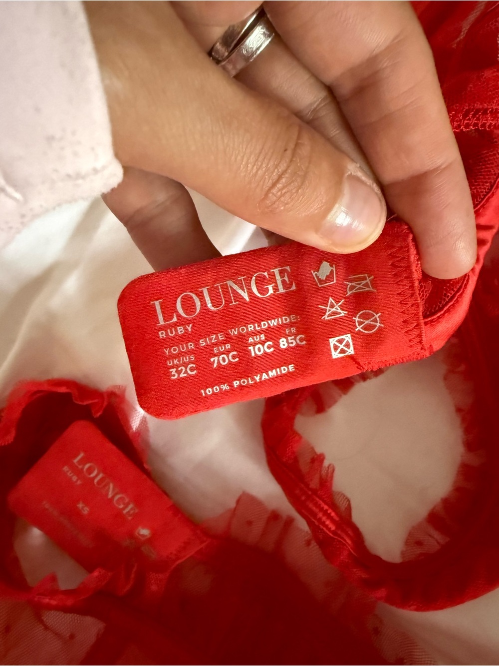 Lounge Underwire Lace Bra, Garter Belt & Panty Set in Red - Picture 5 of 5
